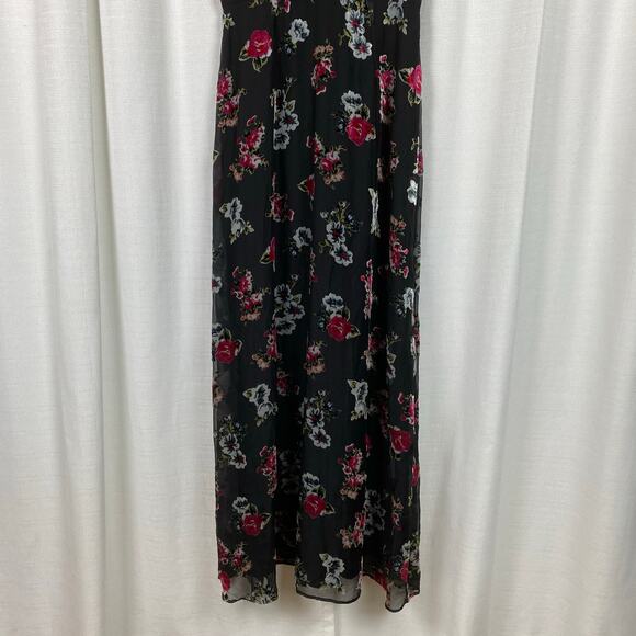 ModCloth x Anna Sui Black&Pink Floral Velvet Burnout Maxi Dress Sz.4 - Picture 7 of 16